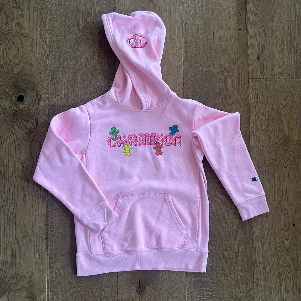 Champion Reverse Weave Sweatshirt youth M Pink Candy Land Hoodie Pullover